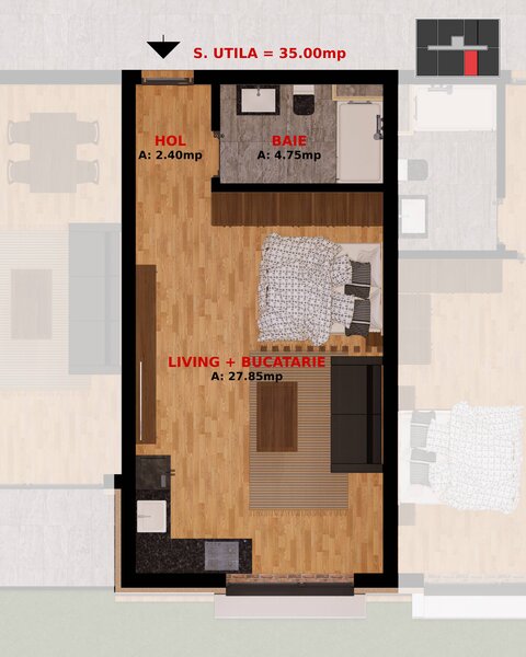 Fundeni, Pantelimon, Bucuresti. Apartament doua camere si Garoniere